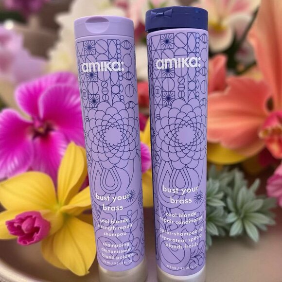 amika Other - Amika Bust Cool Blonde Your Brass Strength Repair Shampoo and Conditioner 9.2 oz